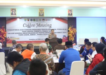 Polres Cianjur Menggelar Coffee Morning Dalam Rangka Menyukseskan Penyelenggaraan Pemilu 2024