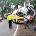 Hindari Sebuah Truk, Bus Terguling di Cugenang  
