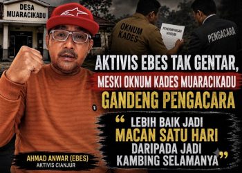 Aktivis Ebes Tak Gentar, Meski Oknum Kades Muaracikadu Gandeng Pengacara : “Lebih Baik Jadi Macan Satu Hari daripada Jadi Kambing Selamanya”